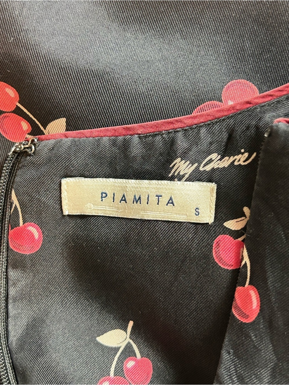 Piamita short sleeve Pippa My Cherie Noir Silk Dress crew neck flounce hem - Picture 3 of 11